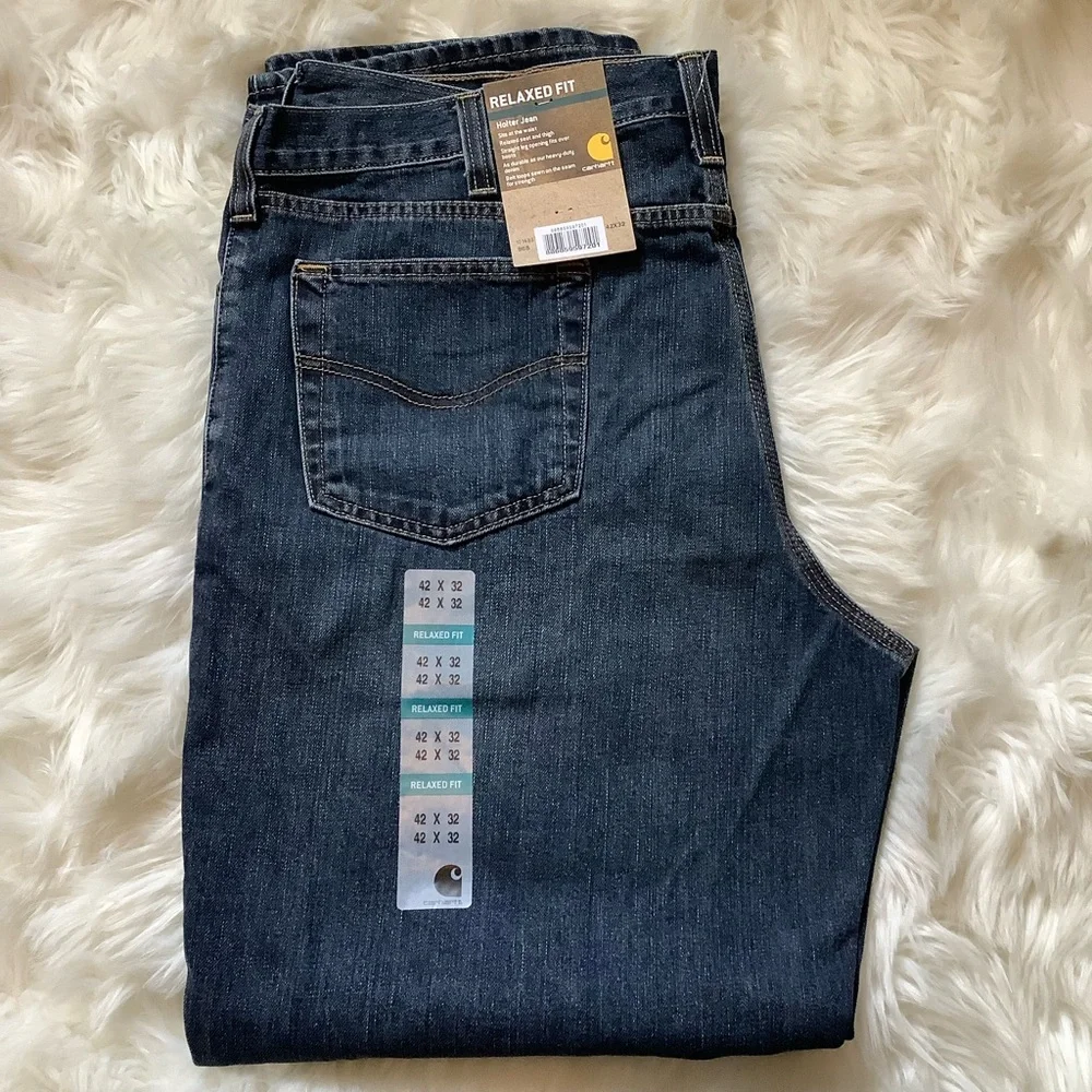 New Mens Carhartt Workwear‎ Holter Jeans 42 X 32 Relaxed Fit Straight Leg Denim